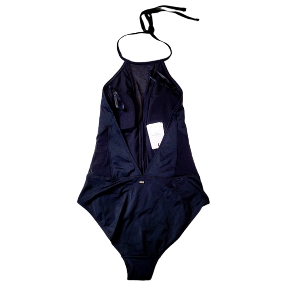 NWT Ted Baker Mesh Panel One Piece Halter Swimsuit in Black 6 - Picture 5 of 11